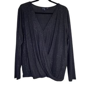 Vero Moda Black V Neck Wrap Long Sleeve Blouse Size Large